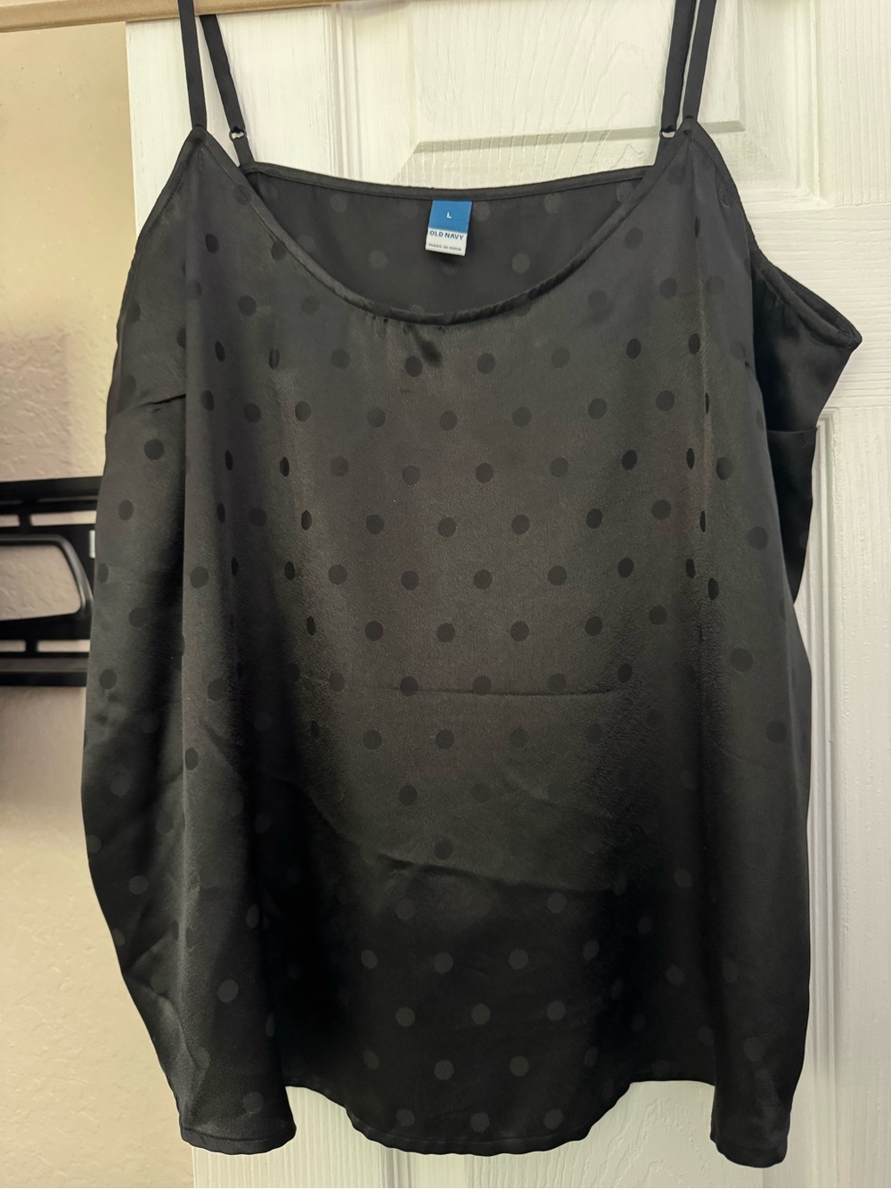 Old Navy Black Polka Dot Satin Cami Tank
